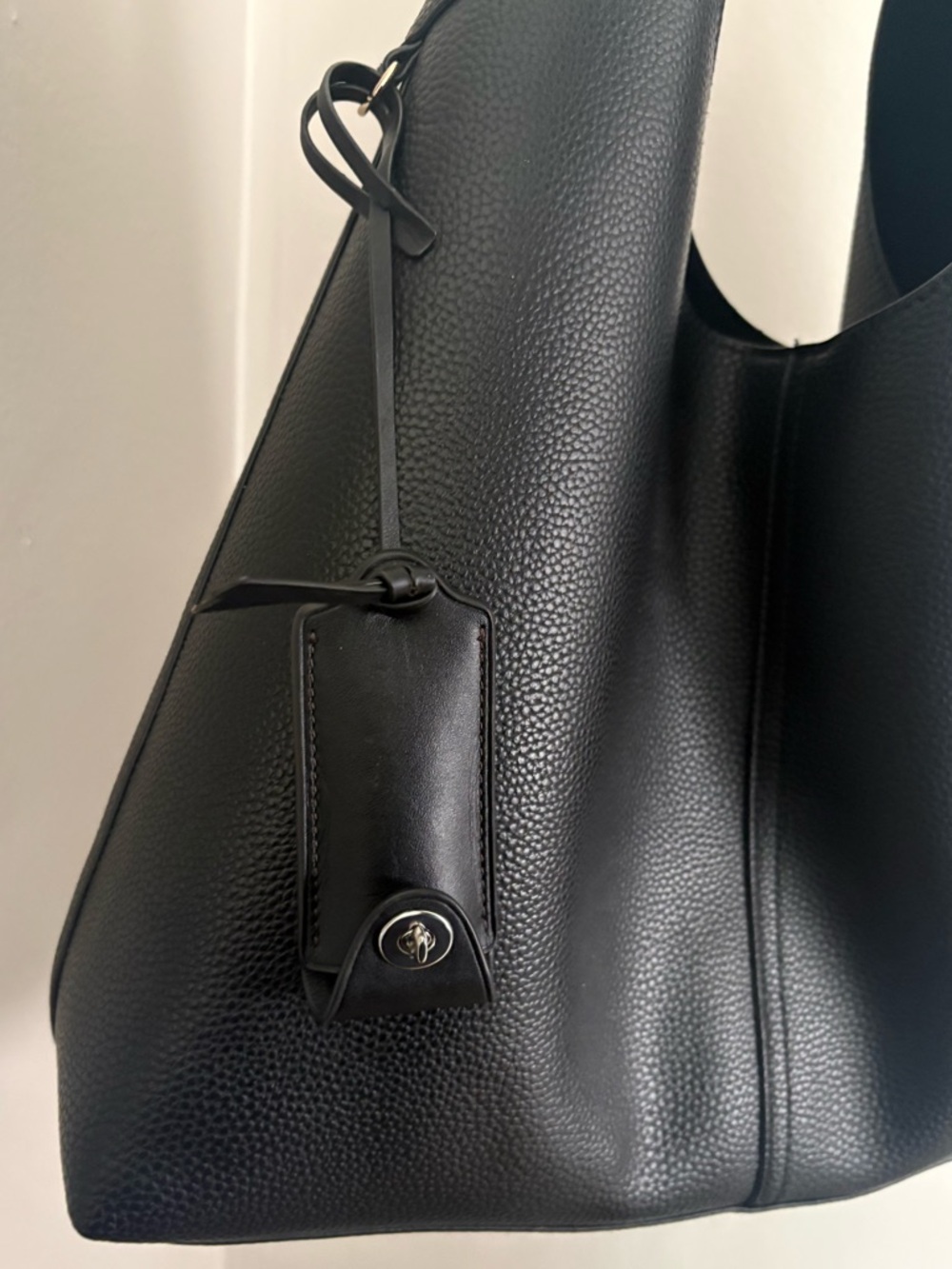 Coach Rogue Clochette Key Holder Black Leather Silver Turnlock Bag Charm